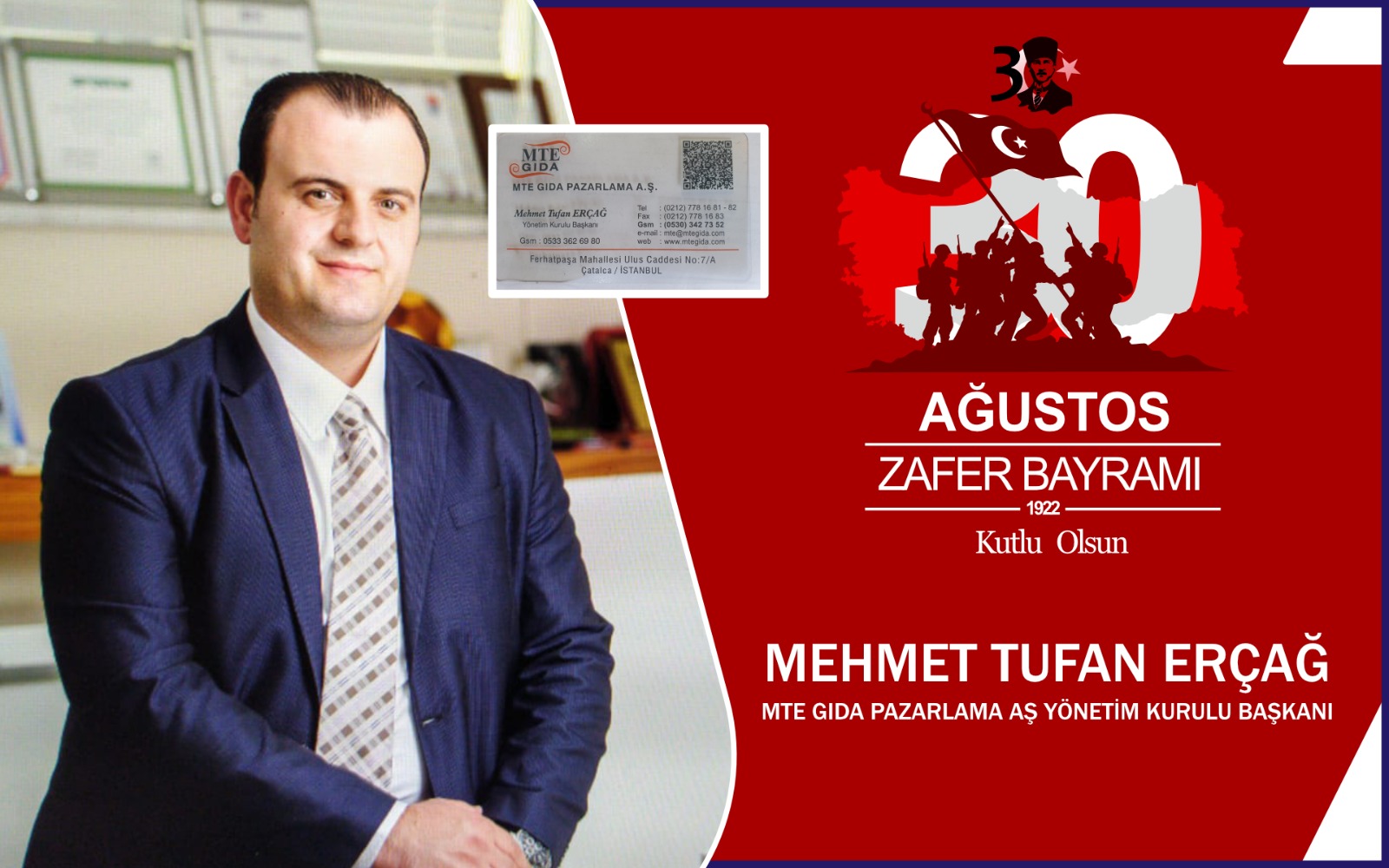 Mehmet Tufan Erçağ’dan 30 Ağustos Bayramı Kutlama Mesajı