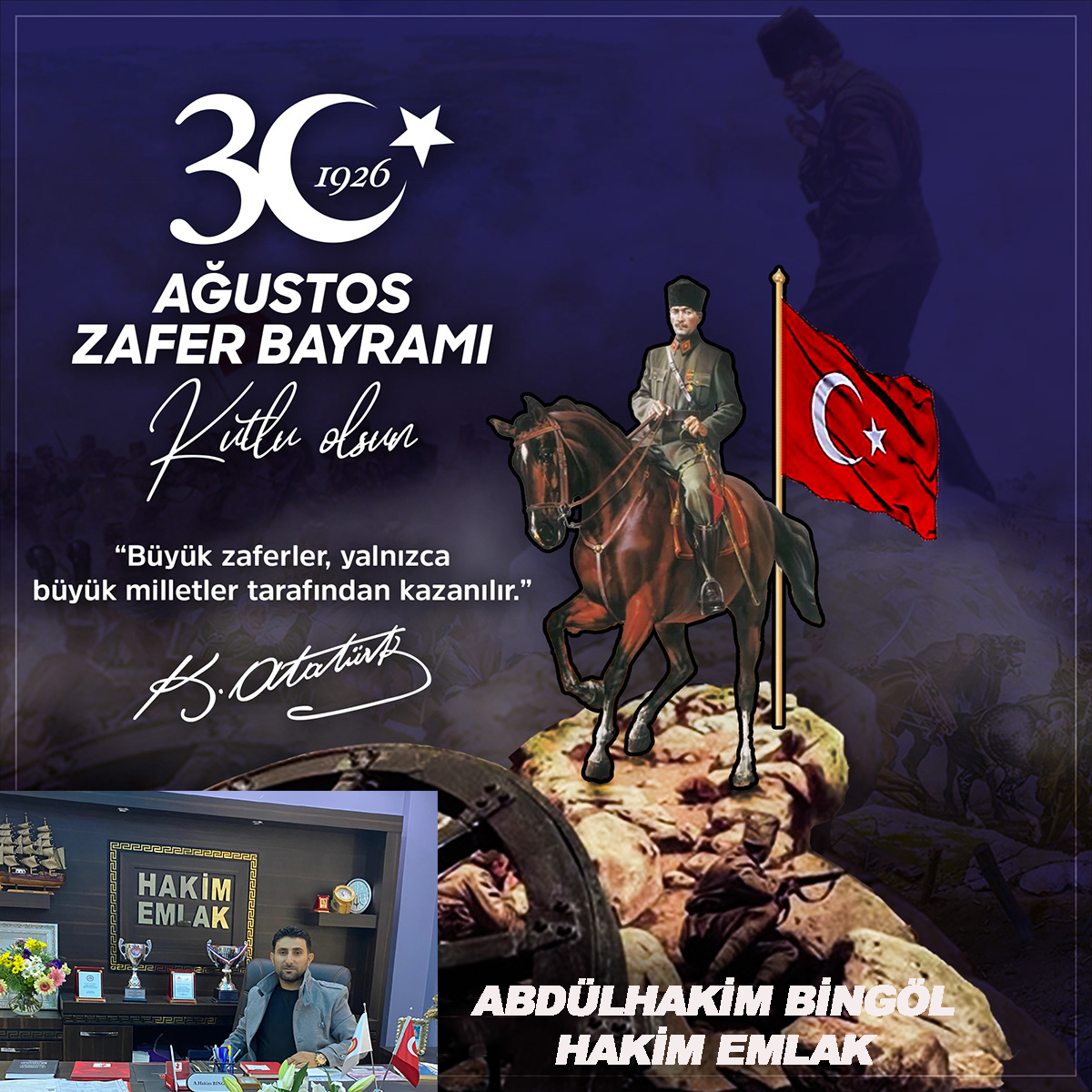 HAKİM EMLAK’TAN 30 AĞUSTOS ZAFER BAYRAMI KUTLAMA MESAJI